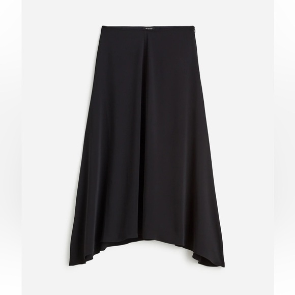 Madewell Asymmetric Midi Skirt Size 2 in True Black NEW NT389 $118 - Picture 4 of 13